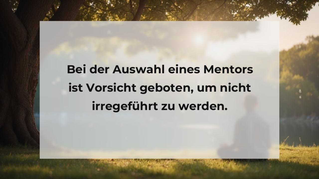 Bei der Auswahl eines Mentors ist Vorsicht geboten, um nicht irregeführt zu werden.