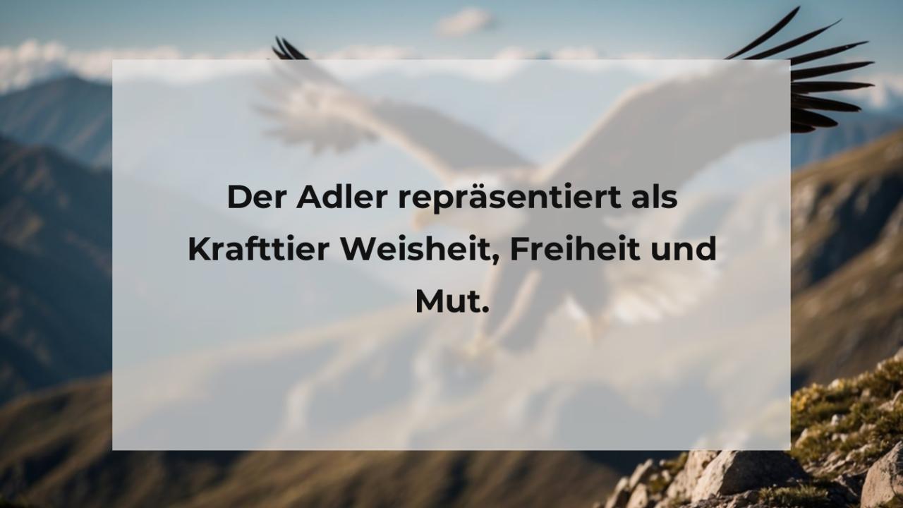 Der Adler repräsentiert als Krafttier Weisheit, Freiheit und Mut.