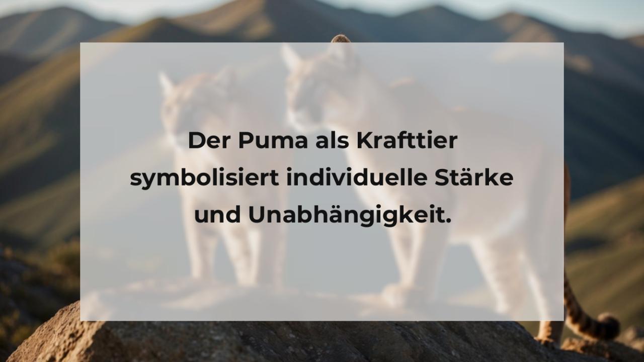 Der Puma als Krafttier symbolisiert individuelle Stärke und Unabhängigkeit.