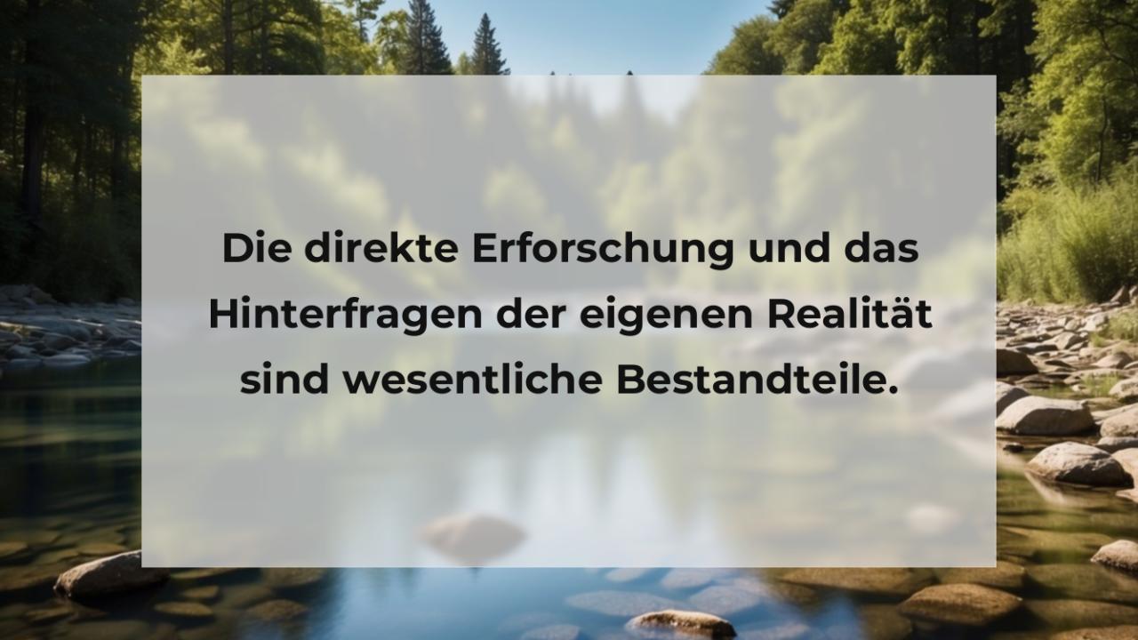 Die direkte Erforschung und das Hinterfragen der eigenen Realität sind wesentliche Bestandteile.