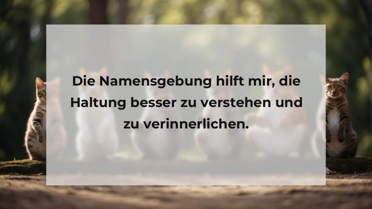 Die Namensgebung hilft mir, die Haltung besser zu verstehen und zu verinnerlichen.