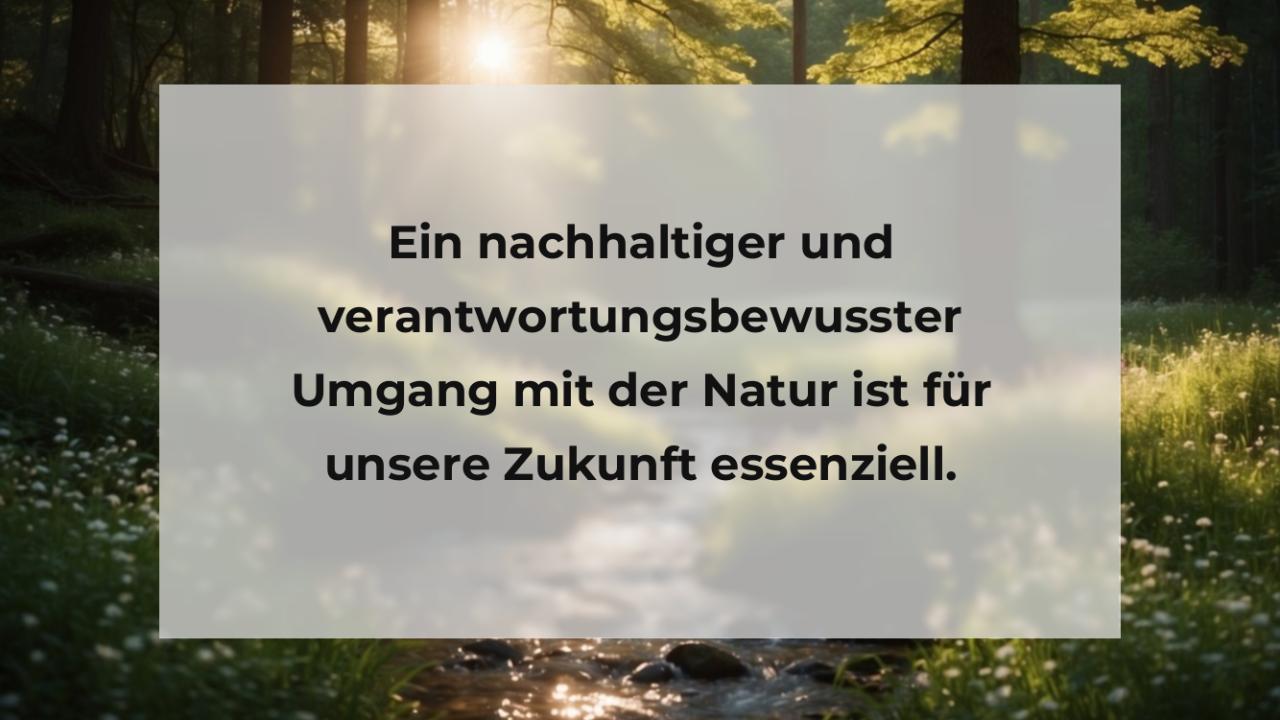 Ein nachhaltiger und verantwortungsbewusster Umgang mit der Natur ist für unsere Zukunft essenziell.