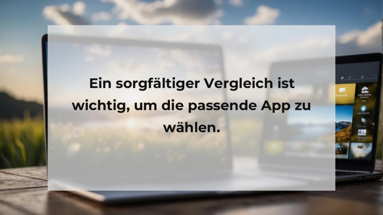 Ein sorgfältiger Vergleich ist wichtig, um die passende App zu wählen.