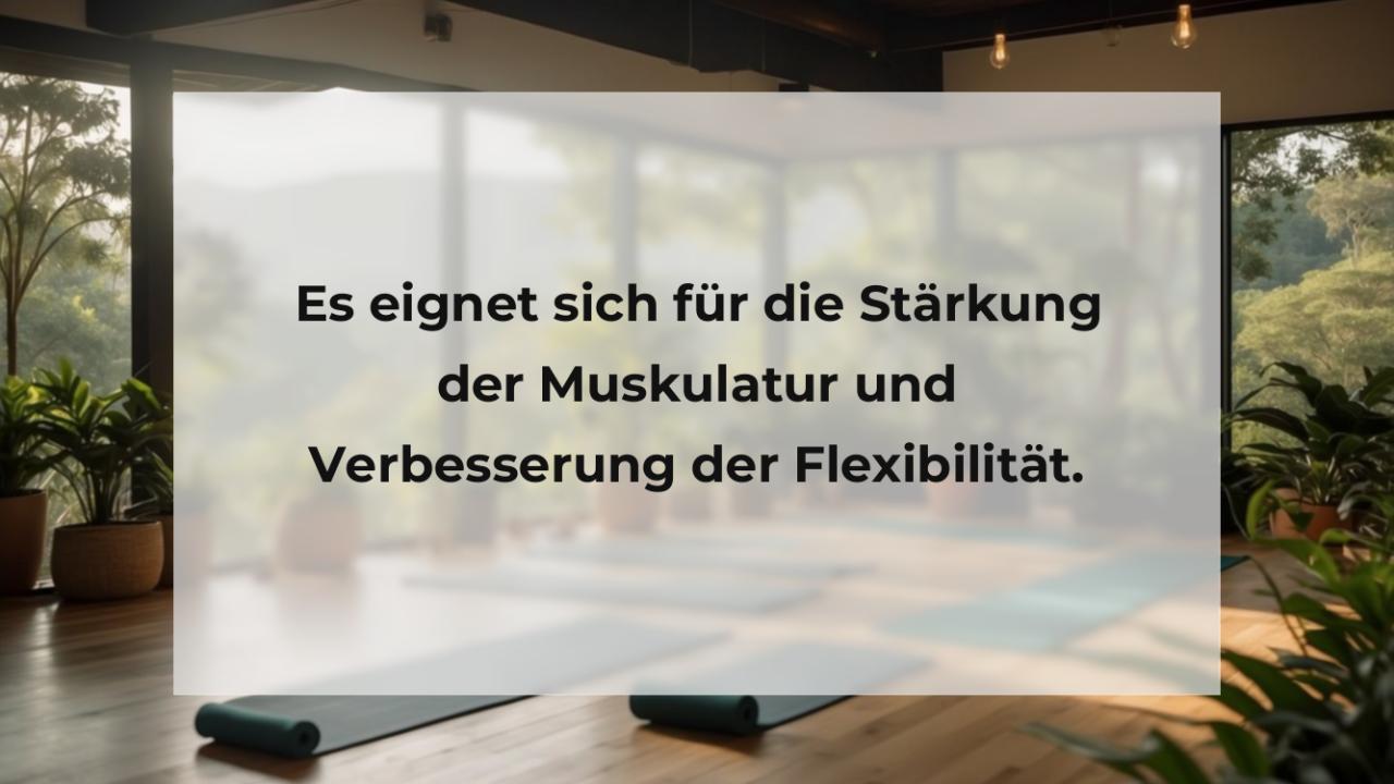 Es eignet sich für die Stärkung der Muskulatur und Verbesserung der Flexibilität.