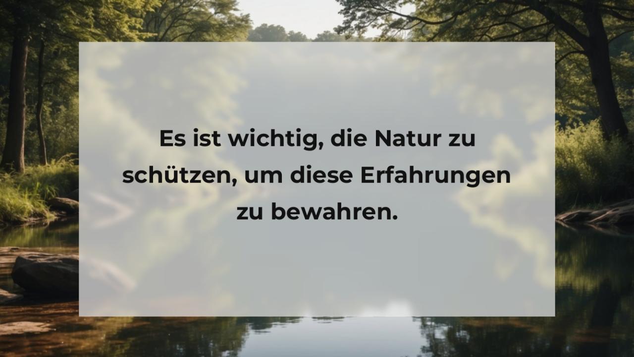 Es ist wichtig, die Natur zu schützen, um diese Erfahrungen zu bewahren.