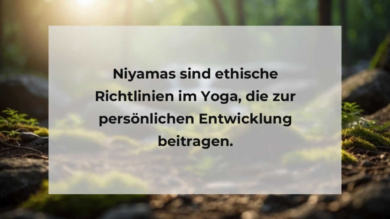 Niyamas sind ethische Richtlinien im Yoga, die zur persönlichen Entwicklung beitragen.