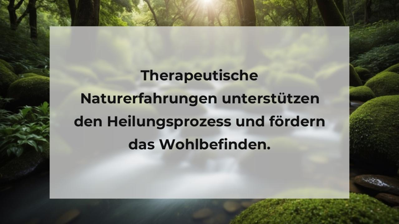 Therapeutische Naturerfahrungen unterstützen den Heilungsprozess und fördern das Wohlbefinden.